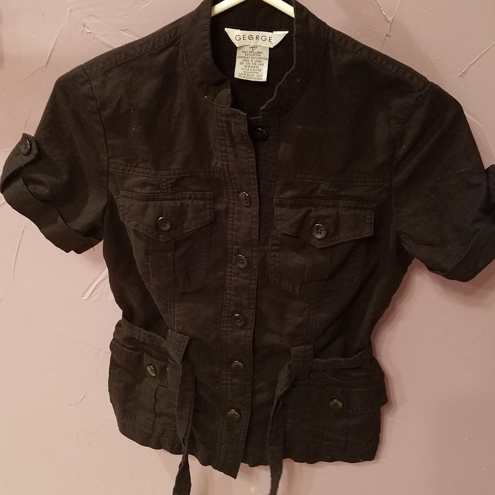 Button up top with fabric belt